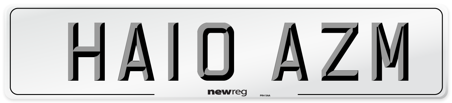 HA10 AZM Number Plate from New Reg